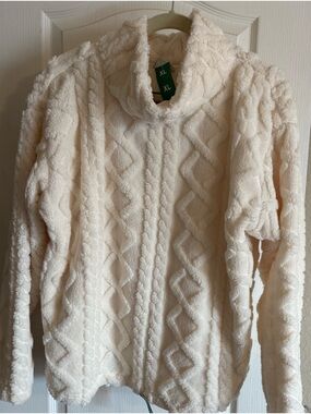 Eddie Bauer Women's Cozy Fleece Pullover in Ivory Sz XL BNWT